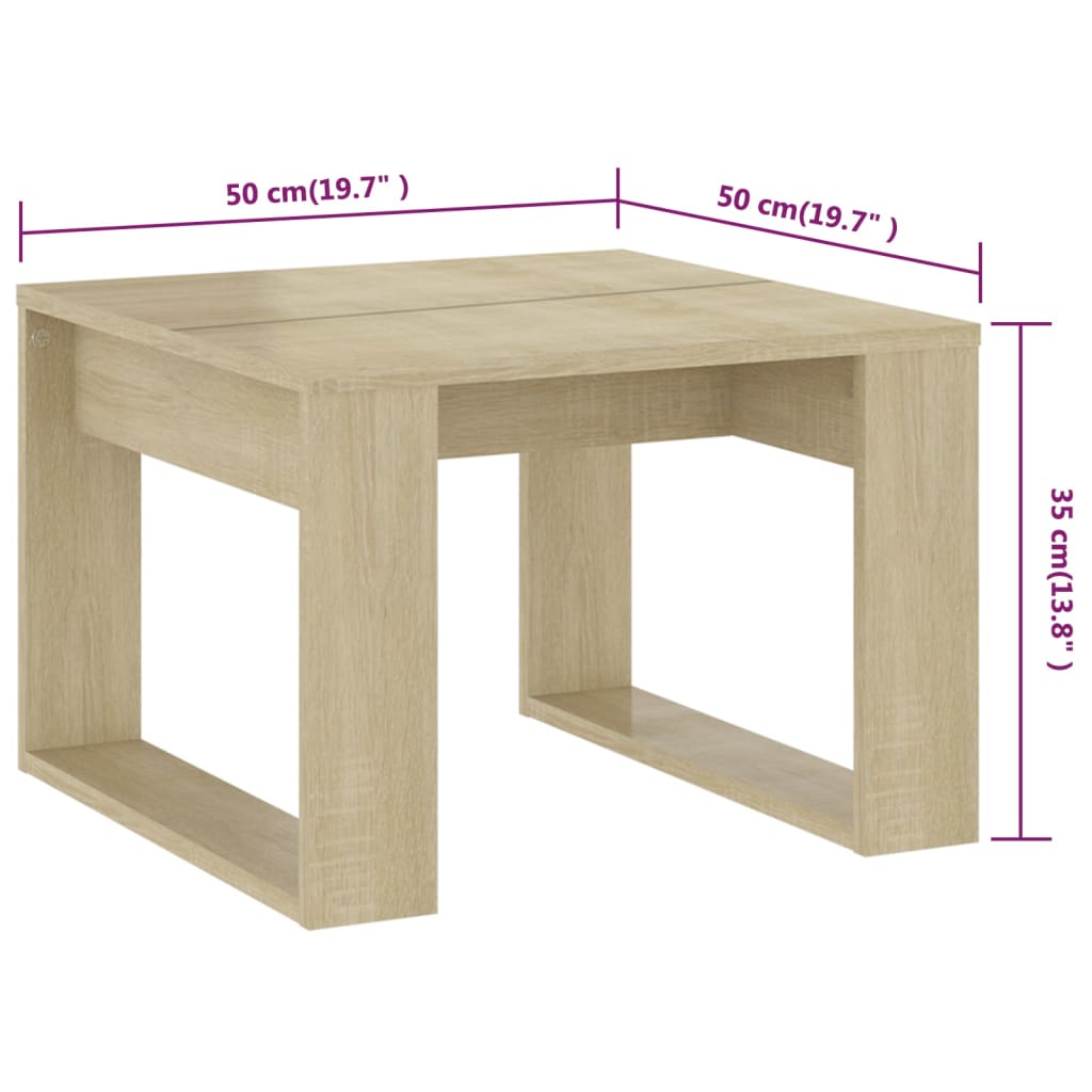 Bijzettafel 50x50x35 cm bewerkt hout eikenkleurig