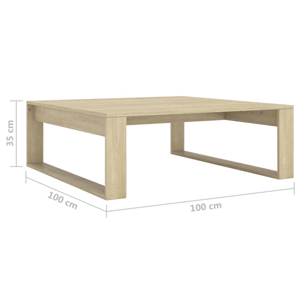 Salontafel 100x100x35 cm bewerkt hout eikenkleurig