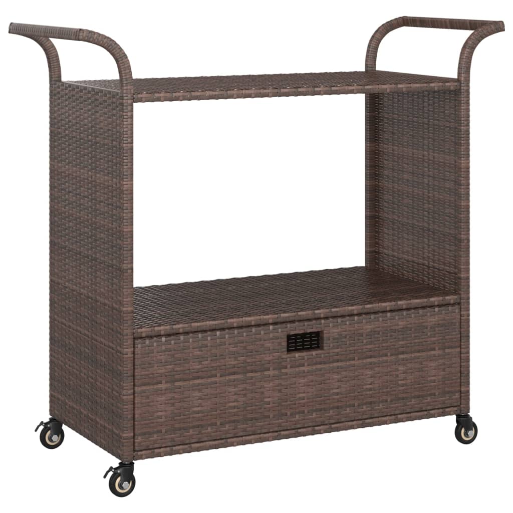 Serveerwagen met lade 100x45x97 cm poly rattan