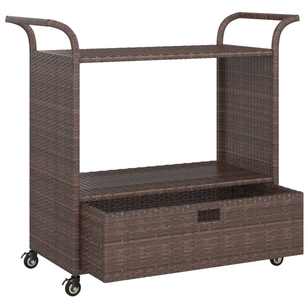 Serveerwagen met lade 100x45x97 cm poly rattan