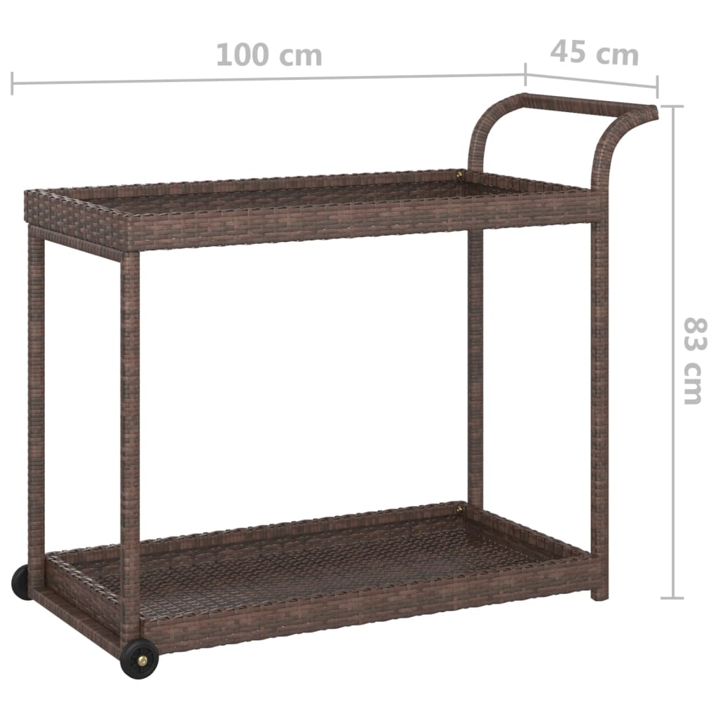 Serveerwagen 100x45x83 cm poly rattan