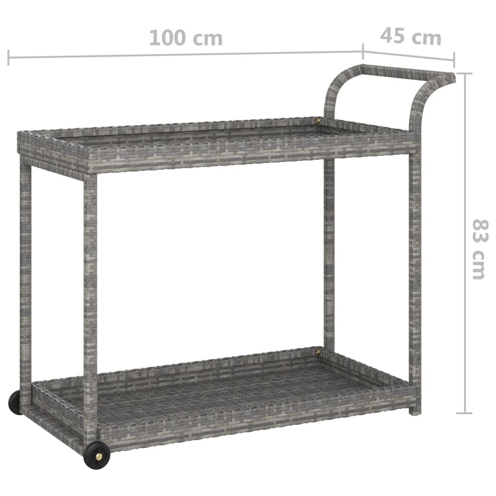 Serveerwagen 100x45x83 cm poly rattan