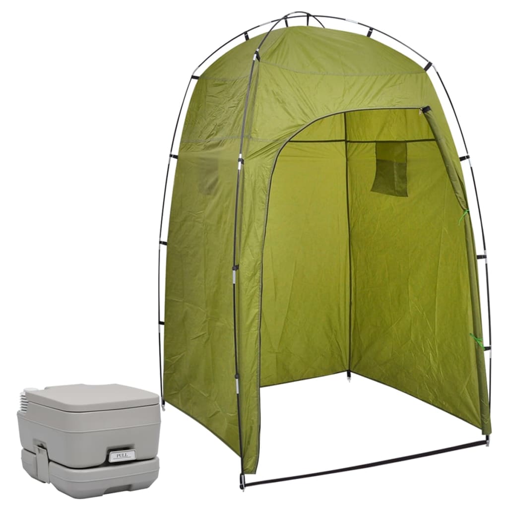 Kampeertoilet met tent draagbaar 10 + 10 L