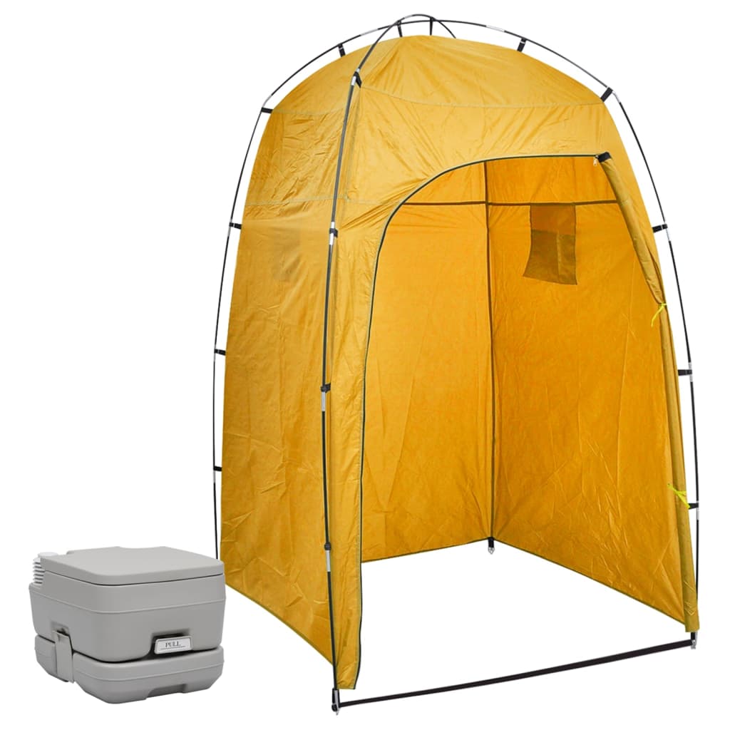 Kampeertoilet met tent draagbaar 10 + 10 L