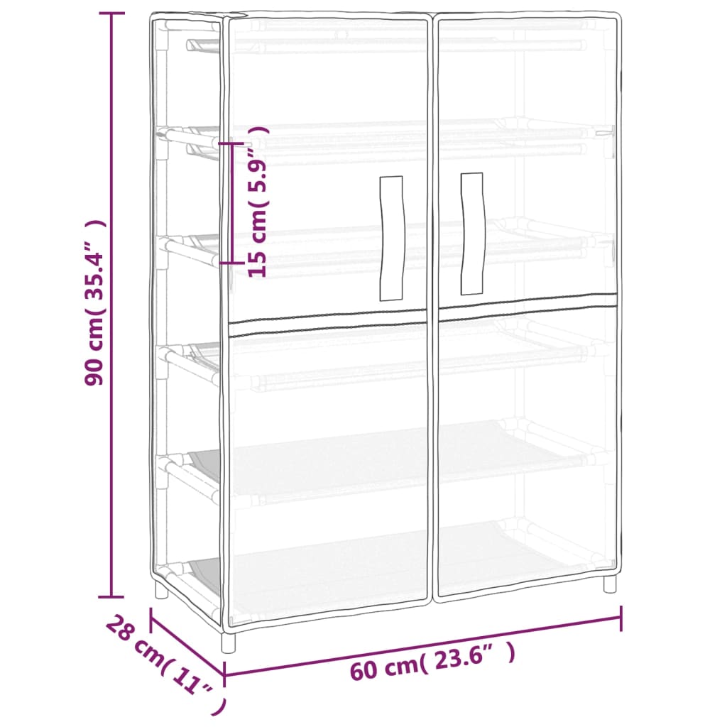 Schoenenkast 60x30x166 cm stof