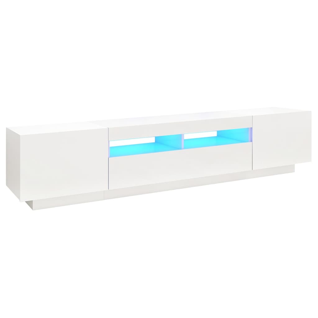 Tv-meubel met LED 200x35x40 cm bewerkt hout artisanaal eiken