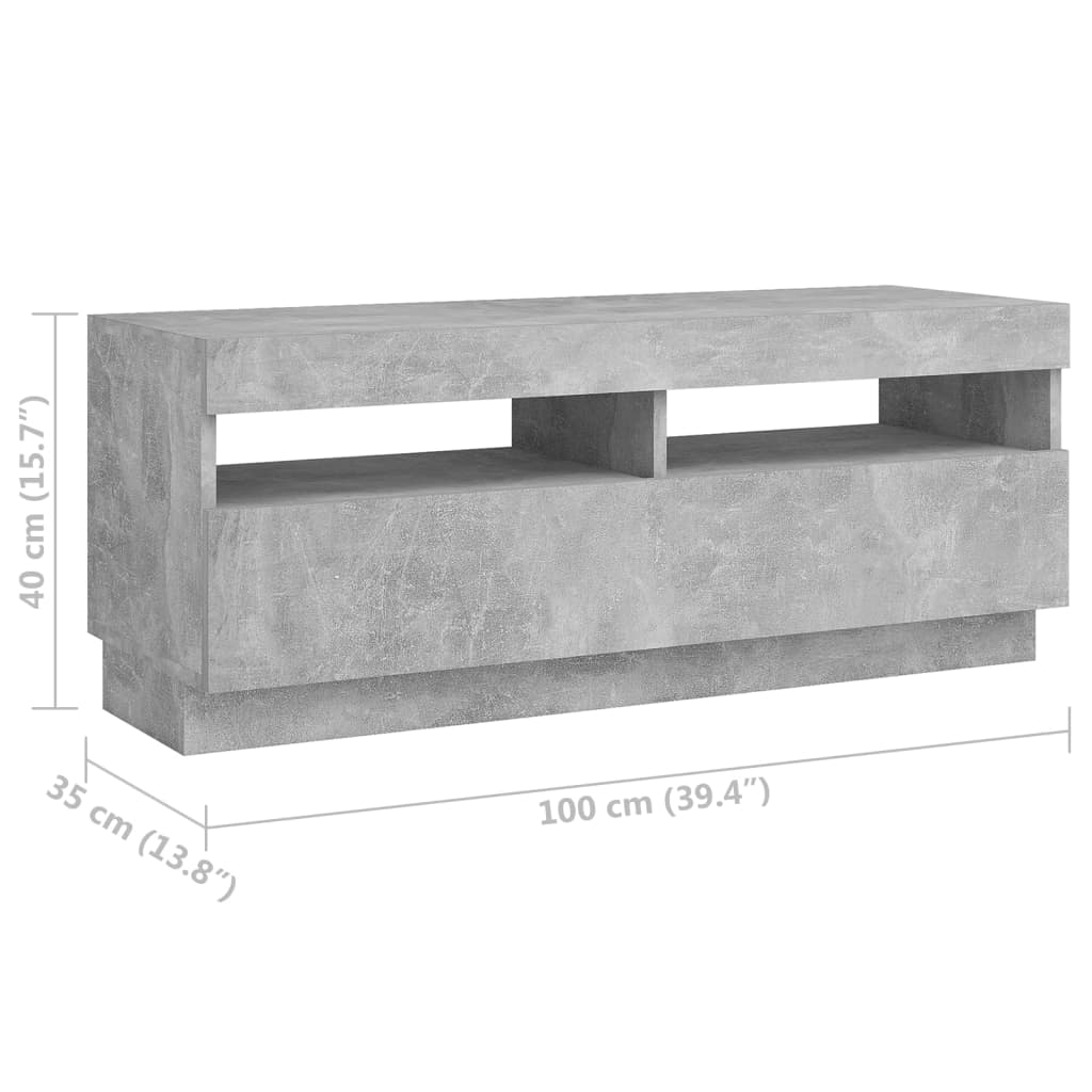 Tv-meubel met LED 200x35x40 cm bewerkt hout artisanaal eiken