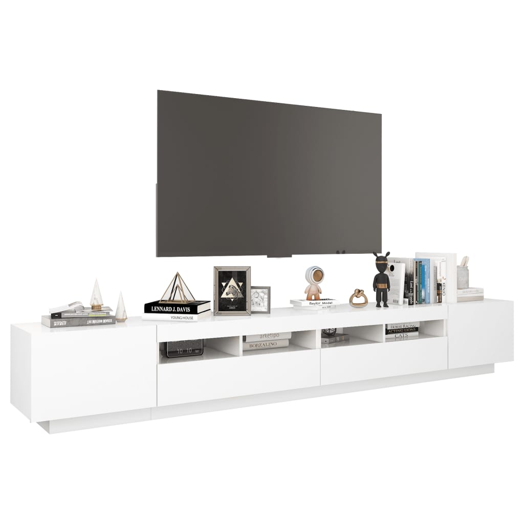 Tv-meubel met LED 260x35x40 cm bewerkt hout artisanaal eiken