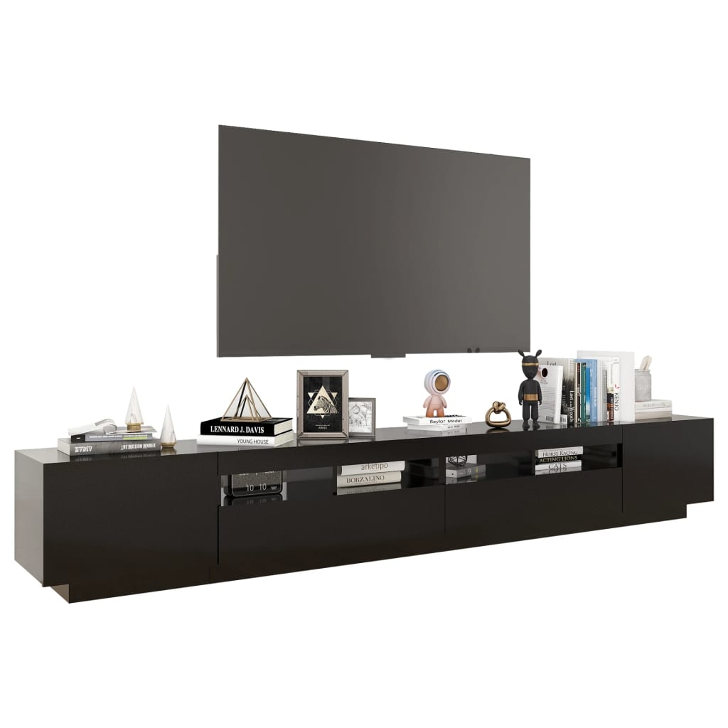 Tv-meubel met LED 260x35x40 cm bewerkt hout artisanaal eiken