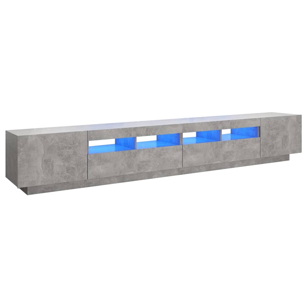 Tv-meubel met LED 260x35x40 cm bewerkt hout artisanaal eiken