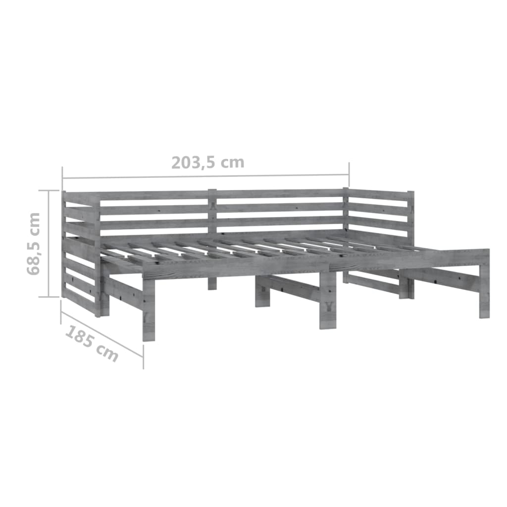 Slaapbank uitschuifbaar grenenhout 2x(90x200) cm