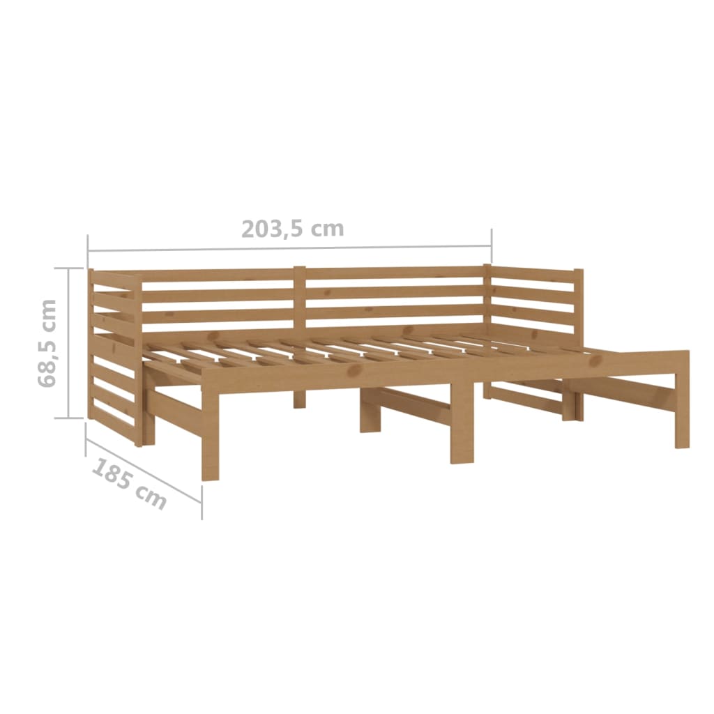 Slaapbank uitschuifbaar grenenhout 2x(90x200) cm