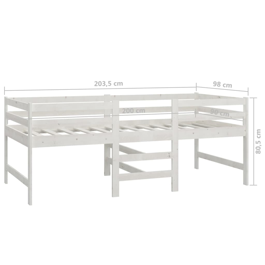 Bed halfhoog massief grenenhout 90x200 cm