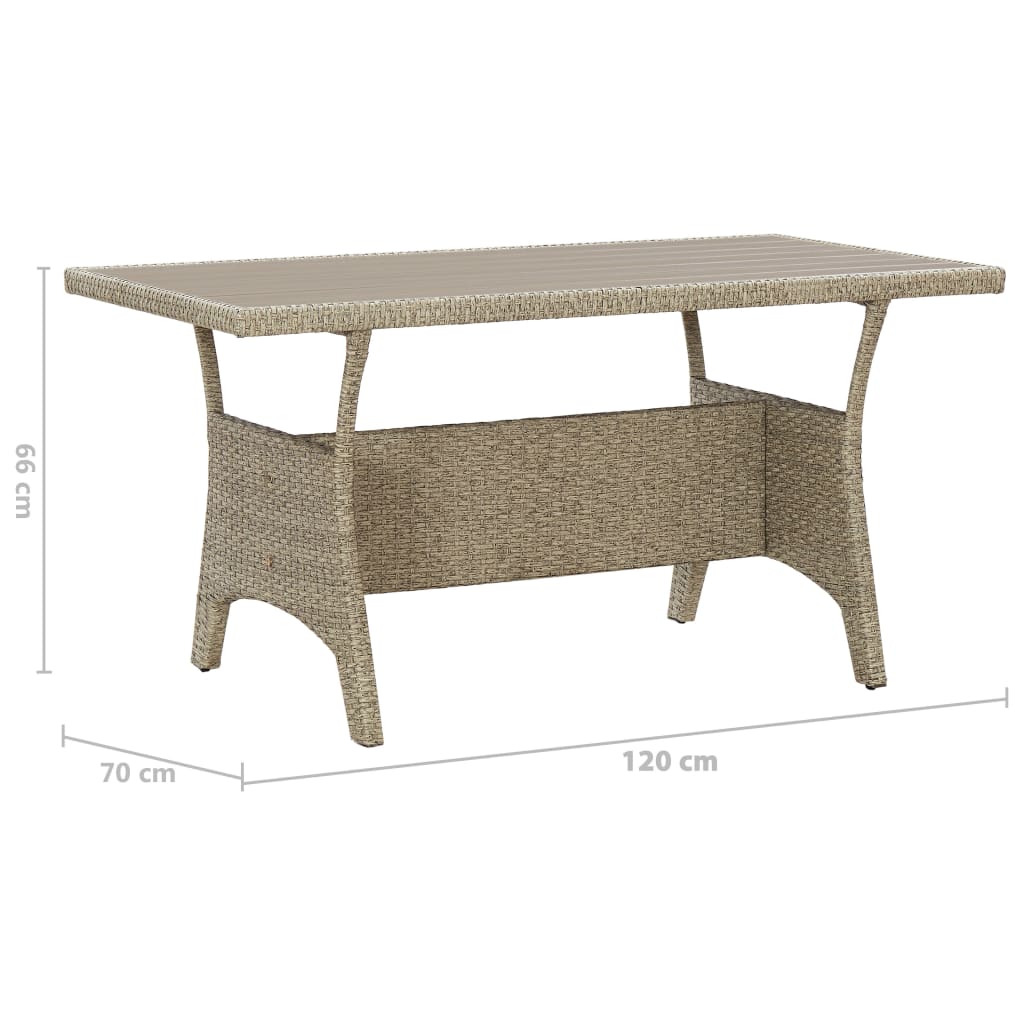 Tuintafel 120x70x66 cm poly rattan