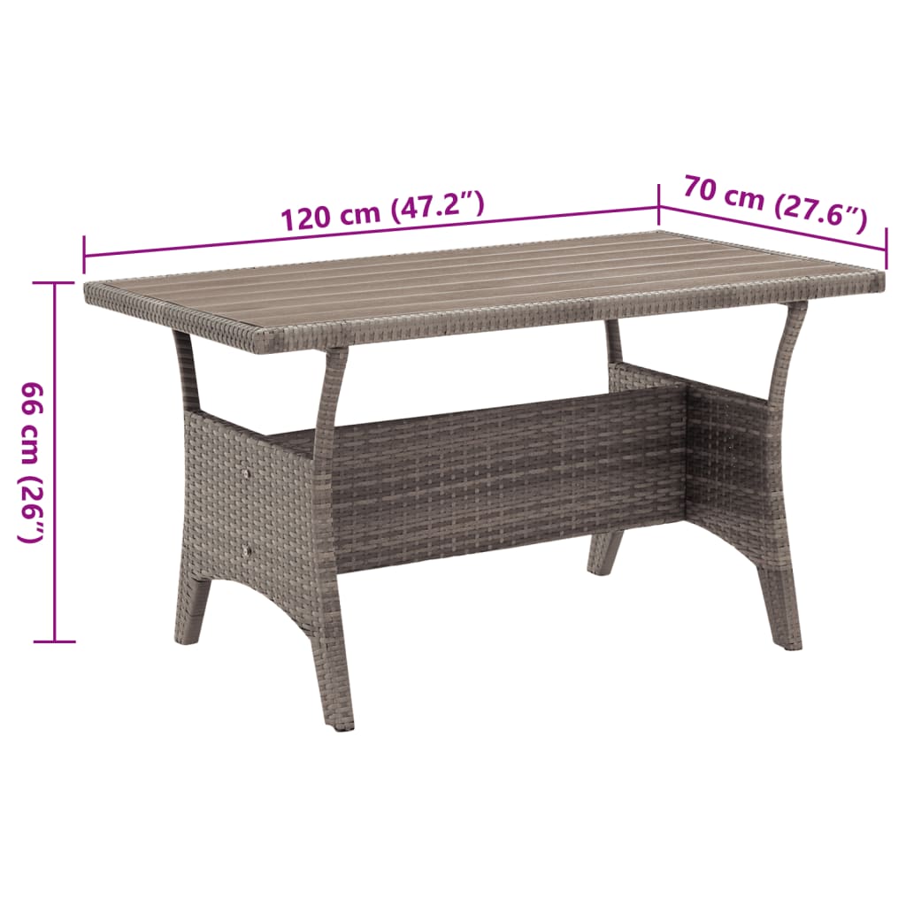 Tuintafel 120x70x66 cm poly rattan