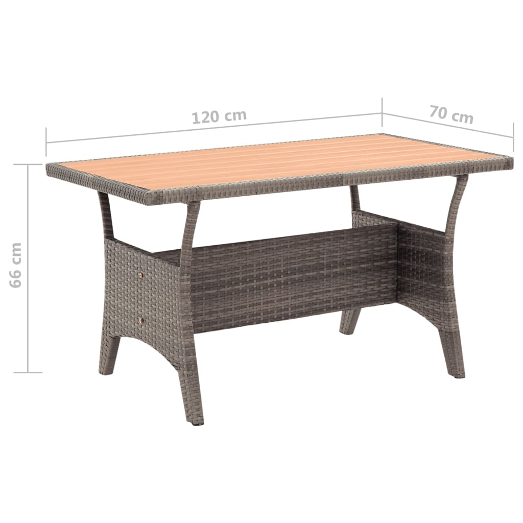 Tuintafel 120x70x66 cm poly rattan