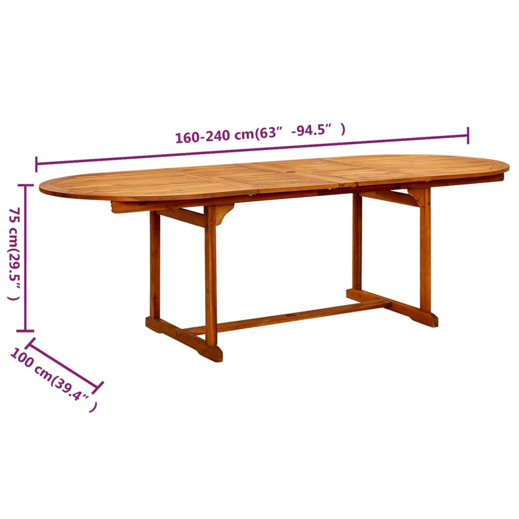 Tuintafel (160-240)x100x75 cm massief acaciahout