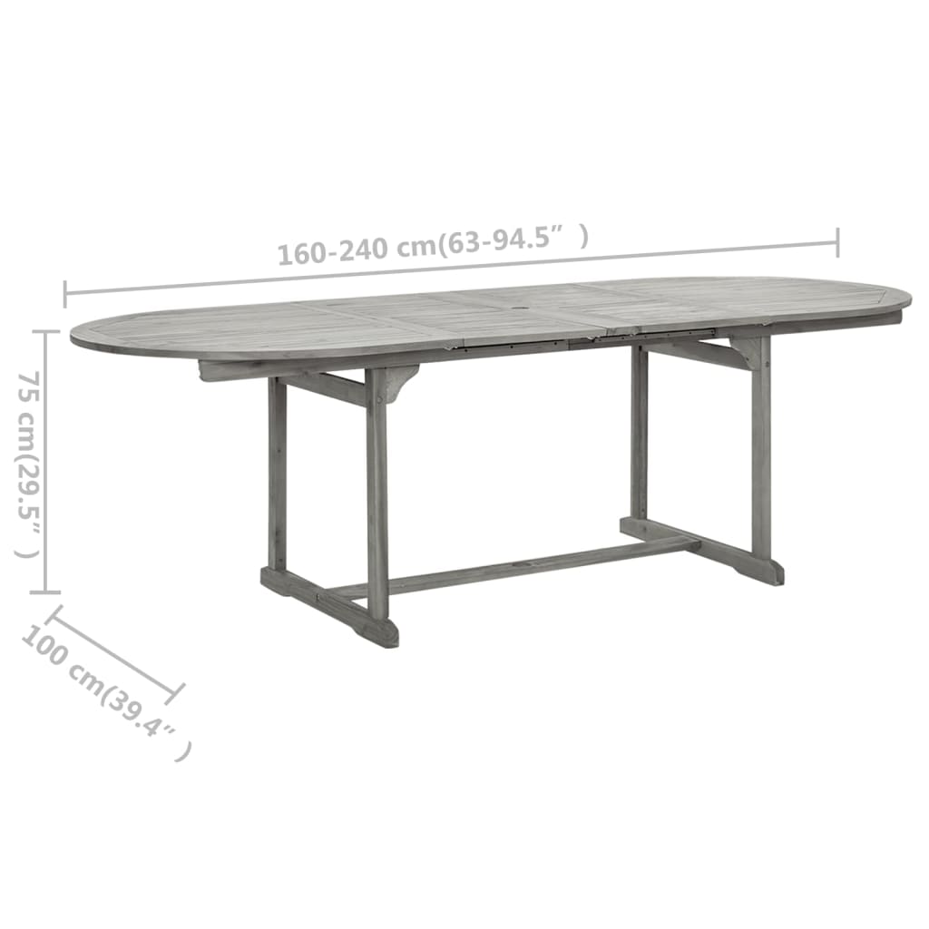 Tuintafel (120-170)x80x75 cm massief acaciahout