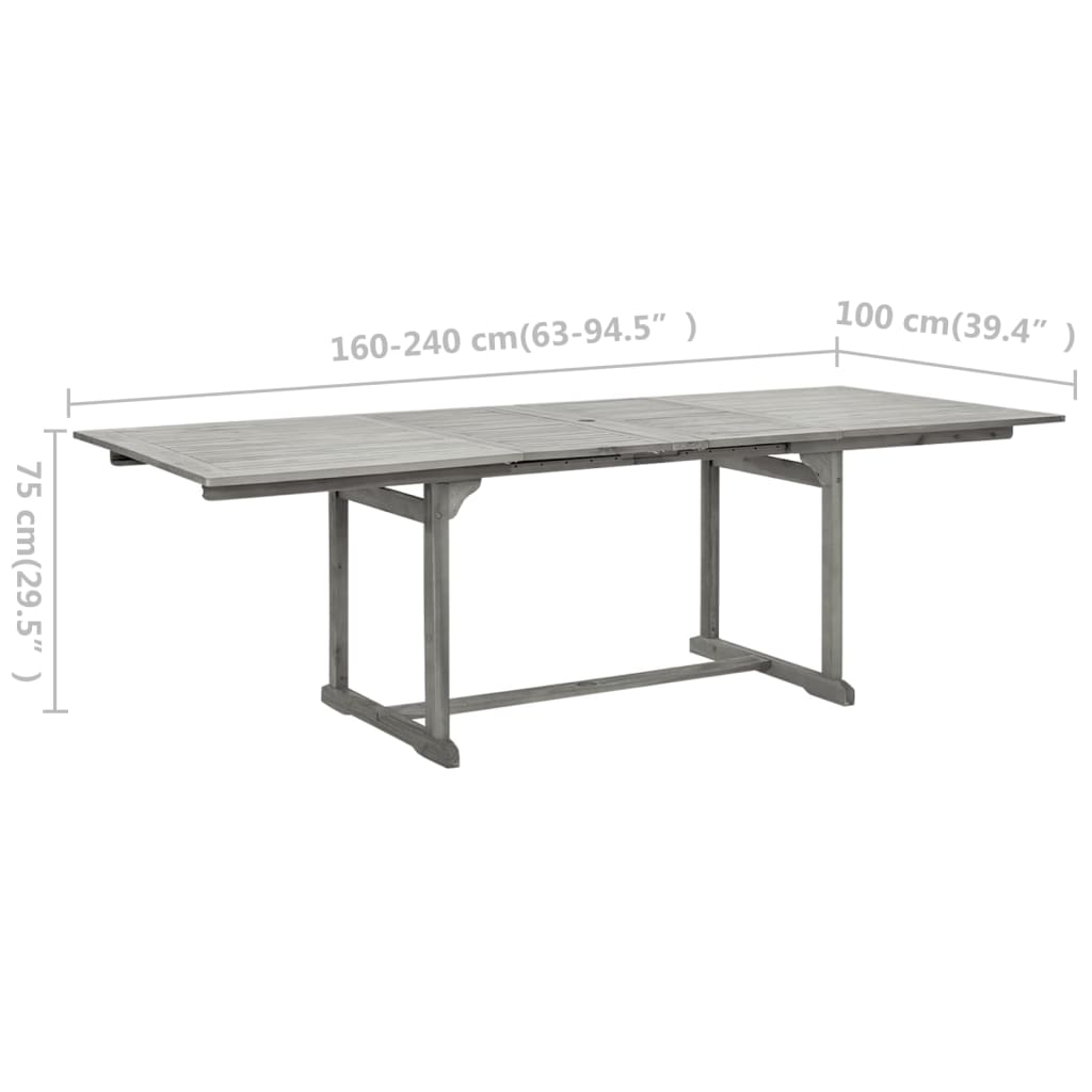 Tuintafel (120-170)x80x75 cm massief acaciahout