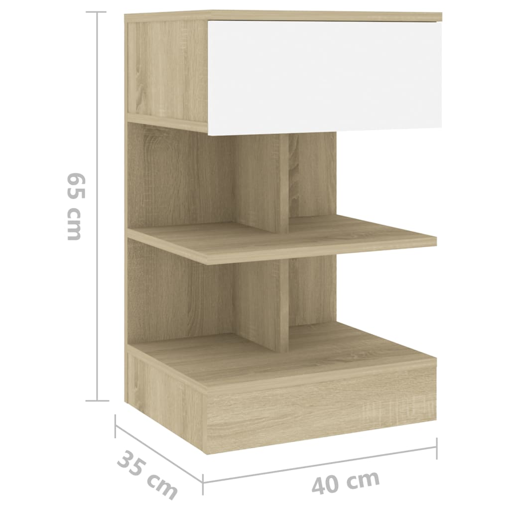 Nachtkastjes 2 st 40x35x65 cm bewerkt hout