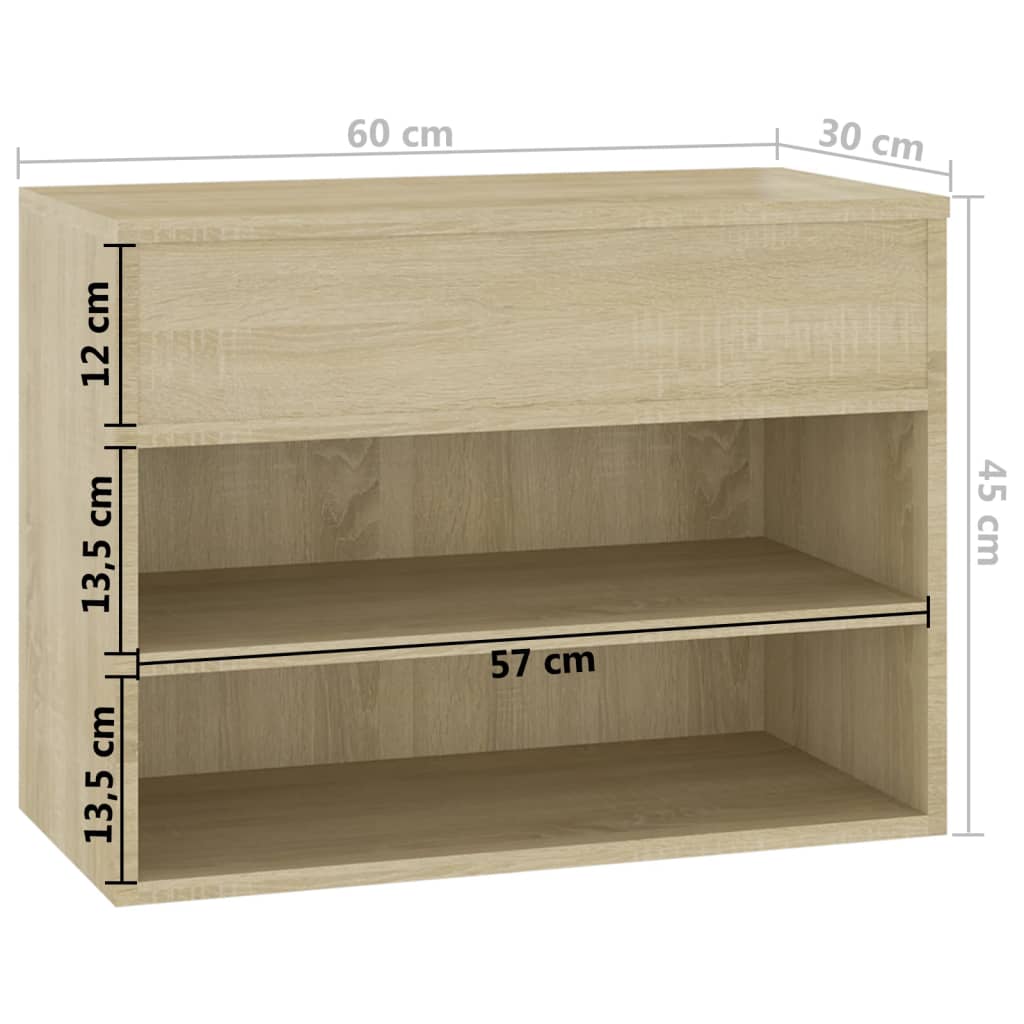 Schoenenbank 60x30x45 cm bewerkt hout