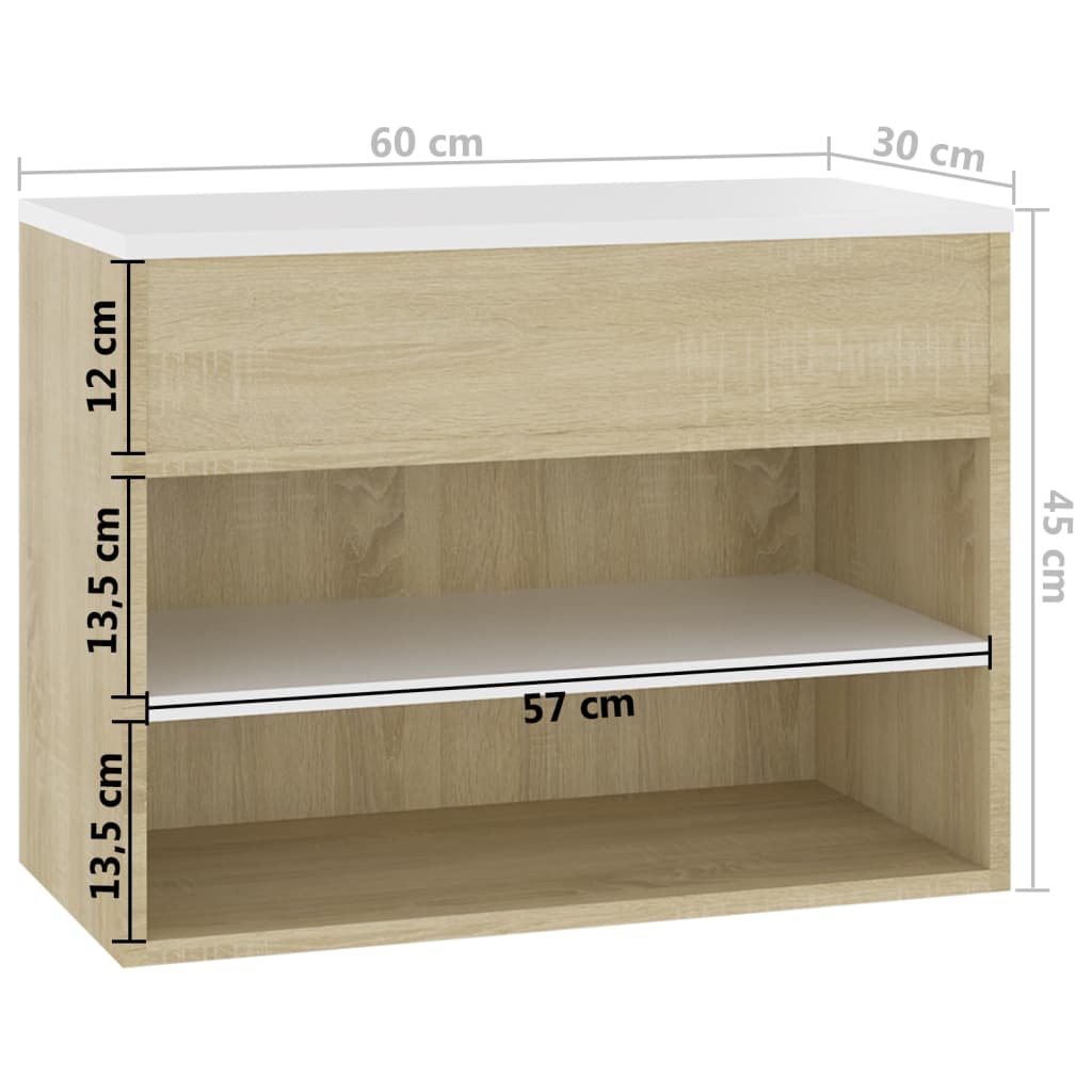 Schoenenbank 60x30x45 cm bewerkt hout