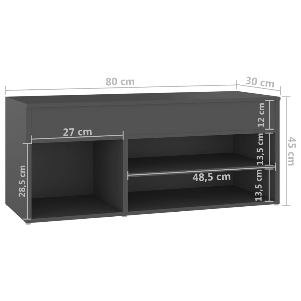 Schoenenbank 80x30x45 cm bewerkt hout