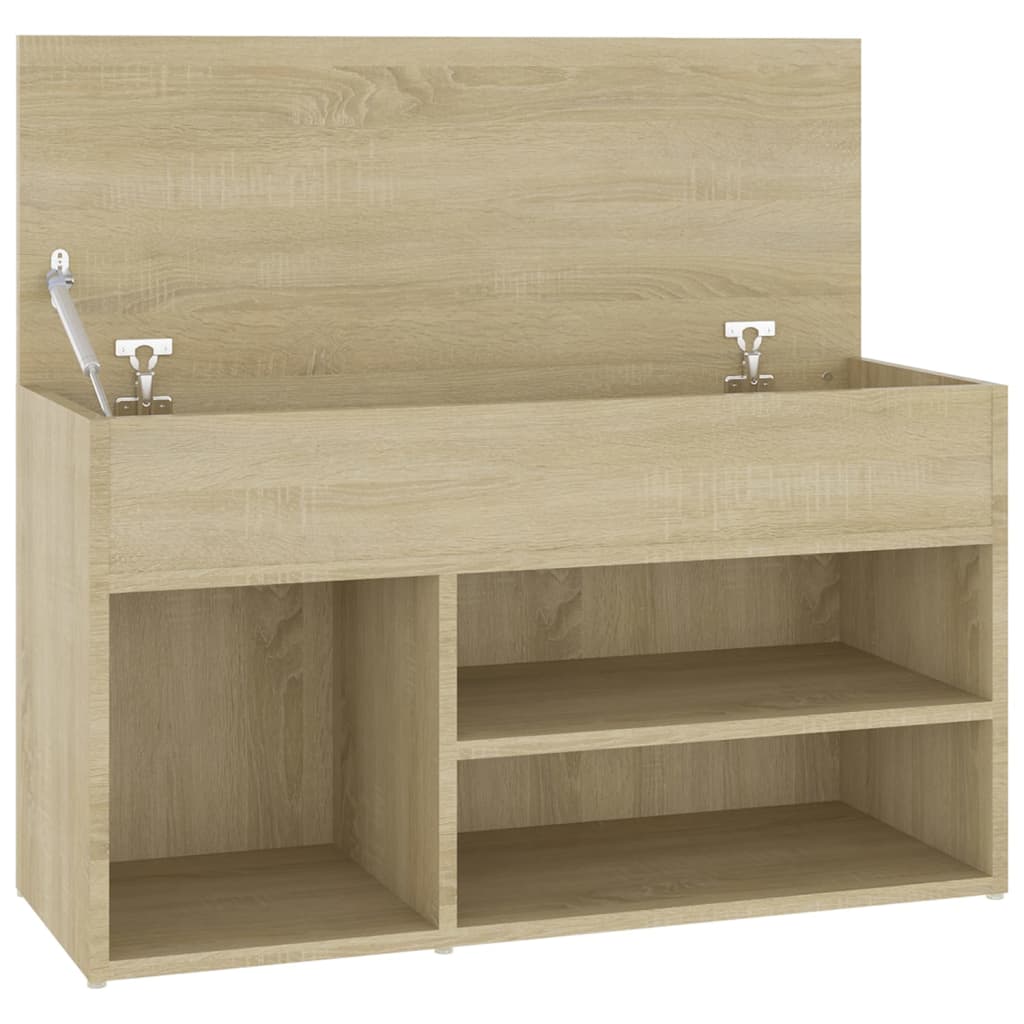 Schoenenbank 80x30x45 cm bewerkt hout eikenkleurig