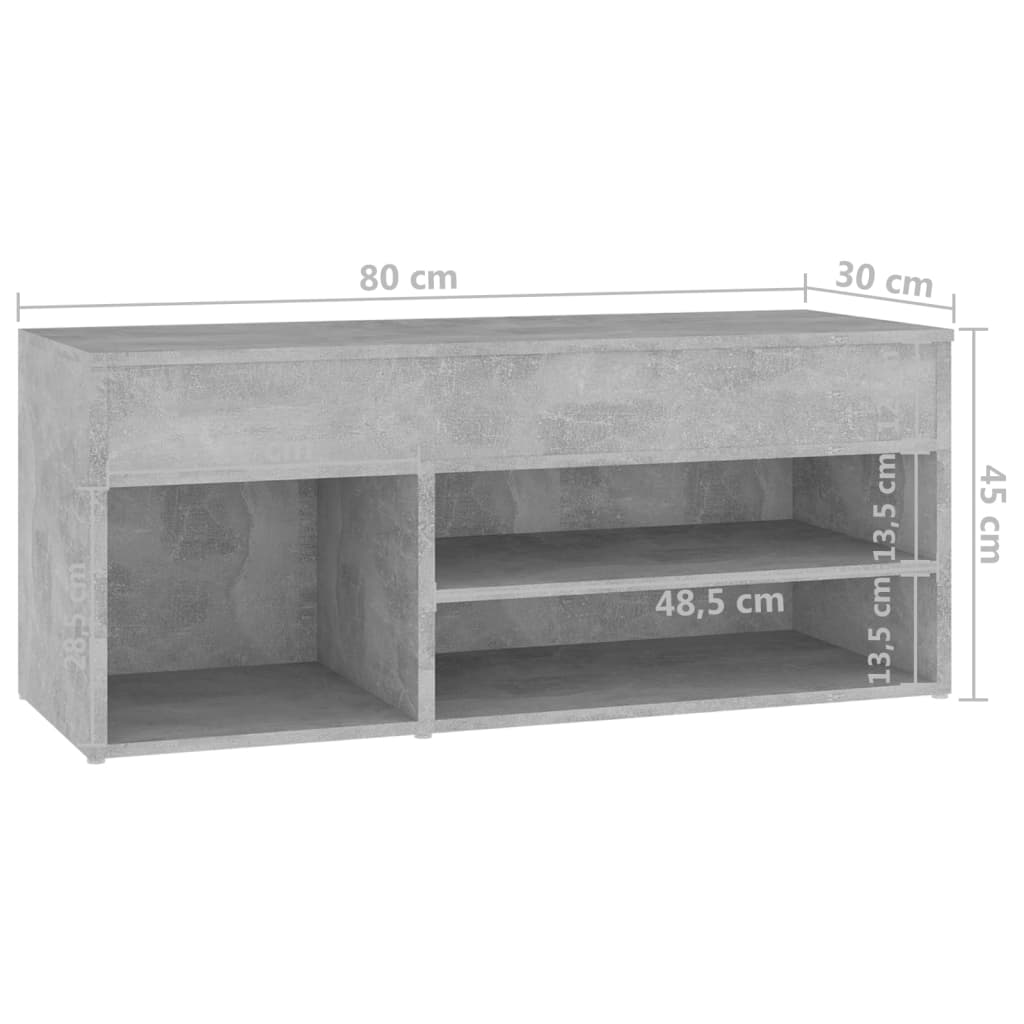 Schoenenbank 80x30x45 cm bewerkt hout eikenkleurig