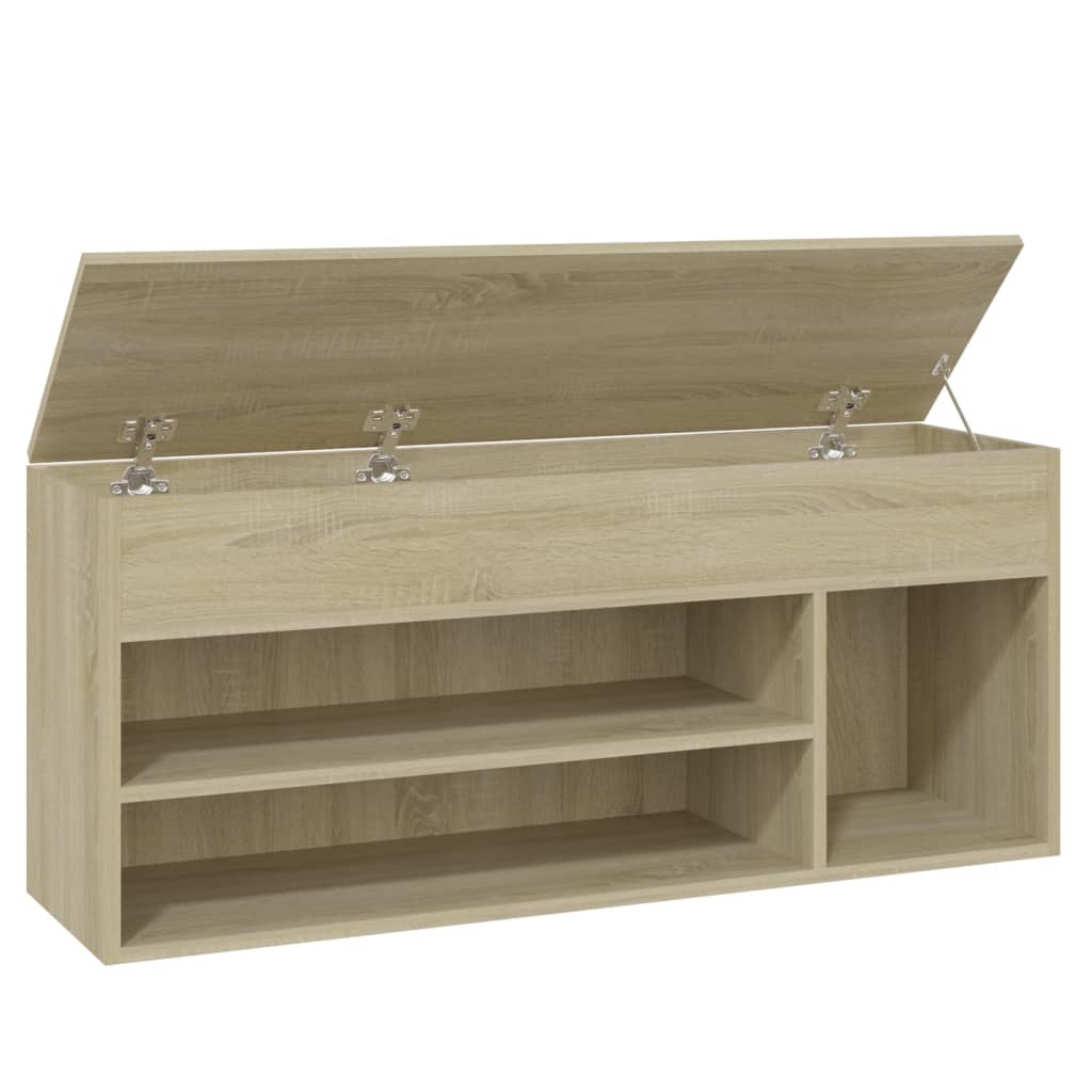 Schoenenbank 105x30x45 cm bewerkt hout eikenkleurig