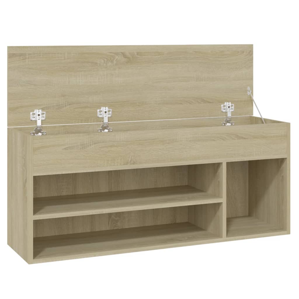 Schoenenbank 105x30x45 cm bewerkt hout eikenkleurig