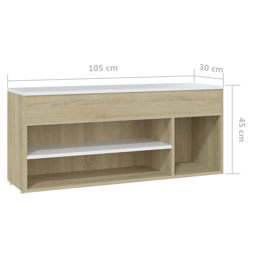 Schoenenbank 105x30x45 cm bewerkt hout eikenkleurig