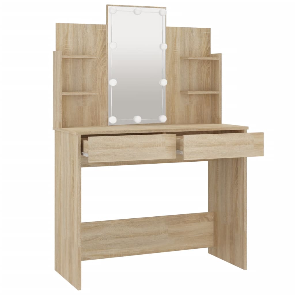 Kaptafel met LED-verlichting 96x40x142 cm eikenkleur