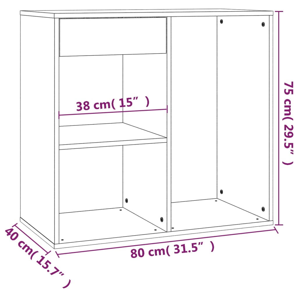 Cosmeticakast 80x40x75 cm bewerkt hout eikenkleurig