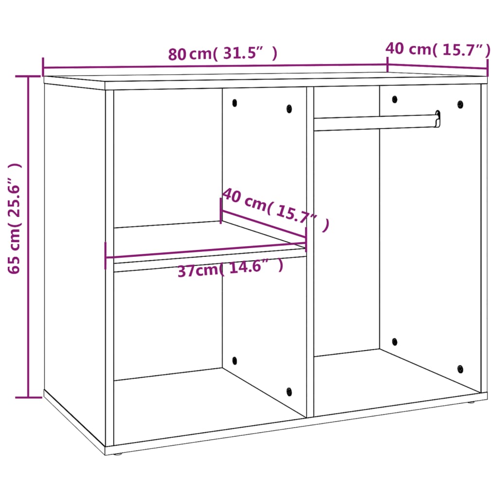 Kledingkast 80x40x65 cm bewerkt hout