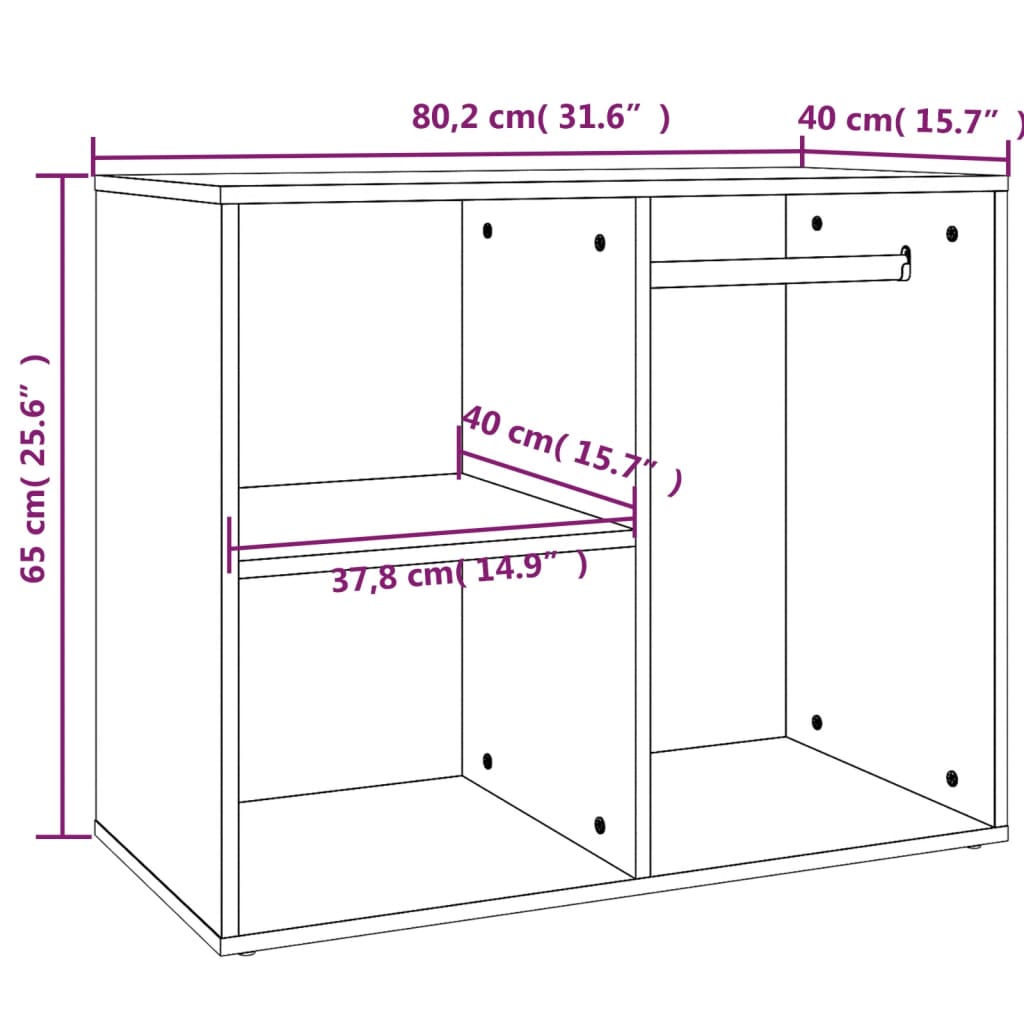 Kledingkast 80x40x65 cm bewerkt hout