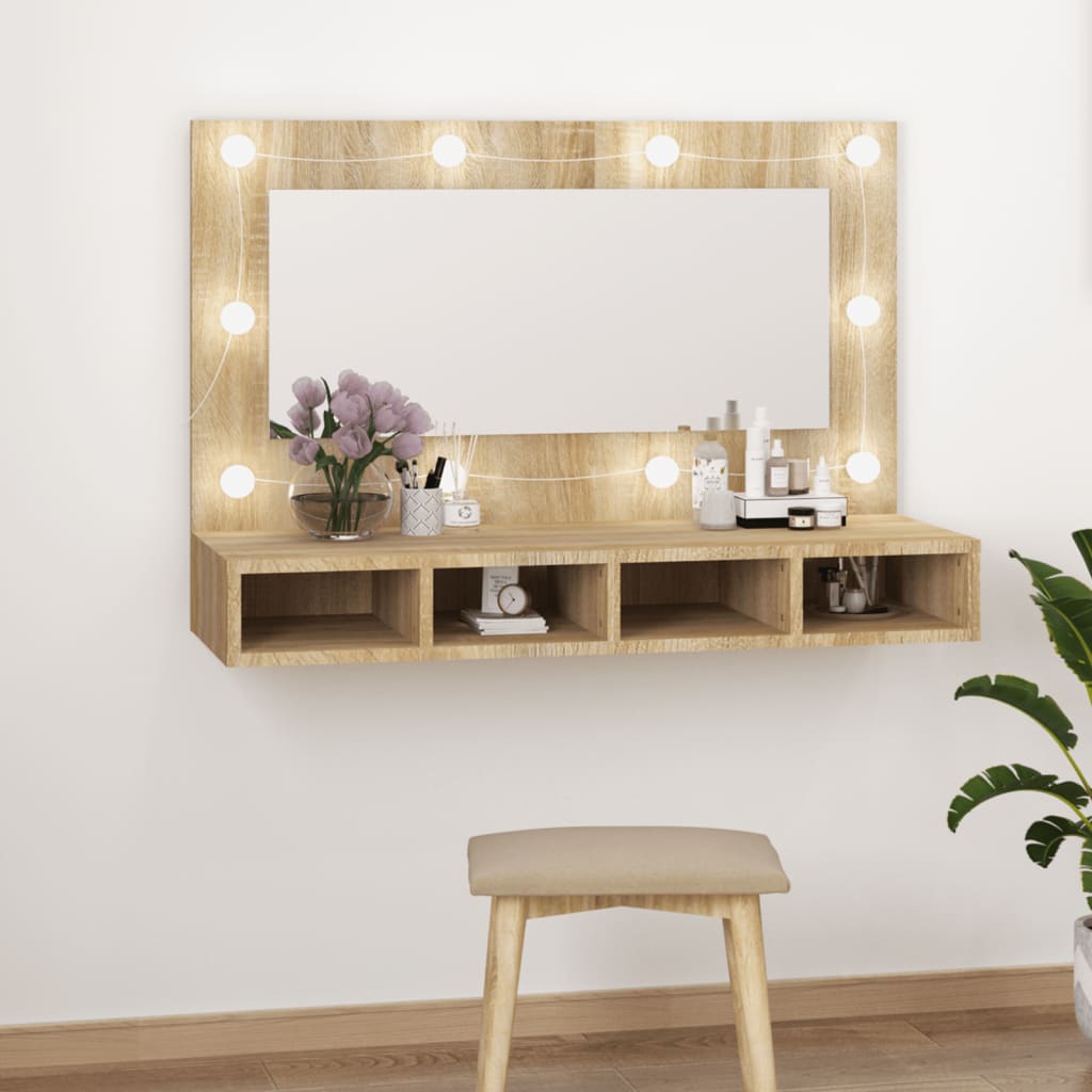 Spiegelkast met LED-verlichting 90x31,5x62 cm