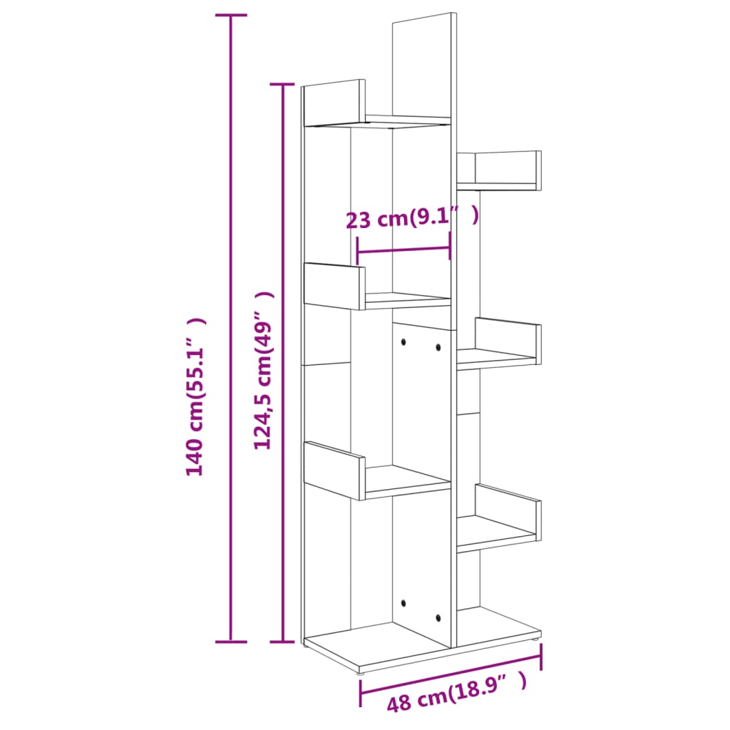 Boekenkast 48x25,5x140 cm bewerkt hout