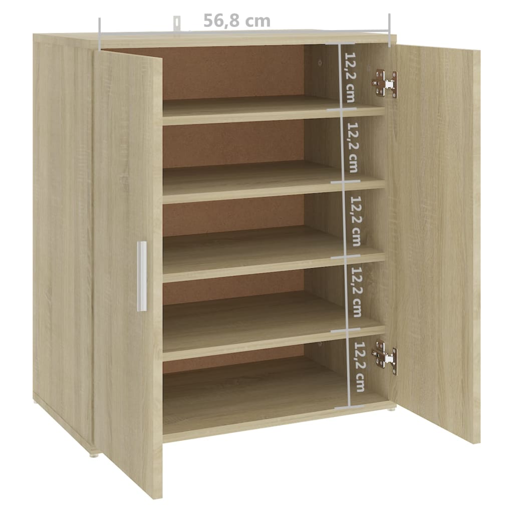 Schoenenkast 60x35x70 cm bewerkt hout eikenkleurig