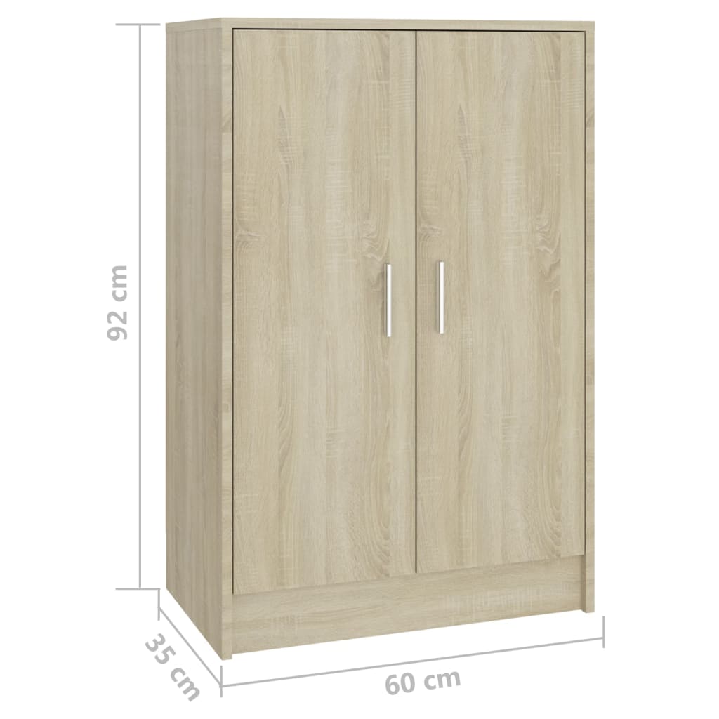 Schoenenkast 60x35x92 cm bewerkt hout eikenkleurig