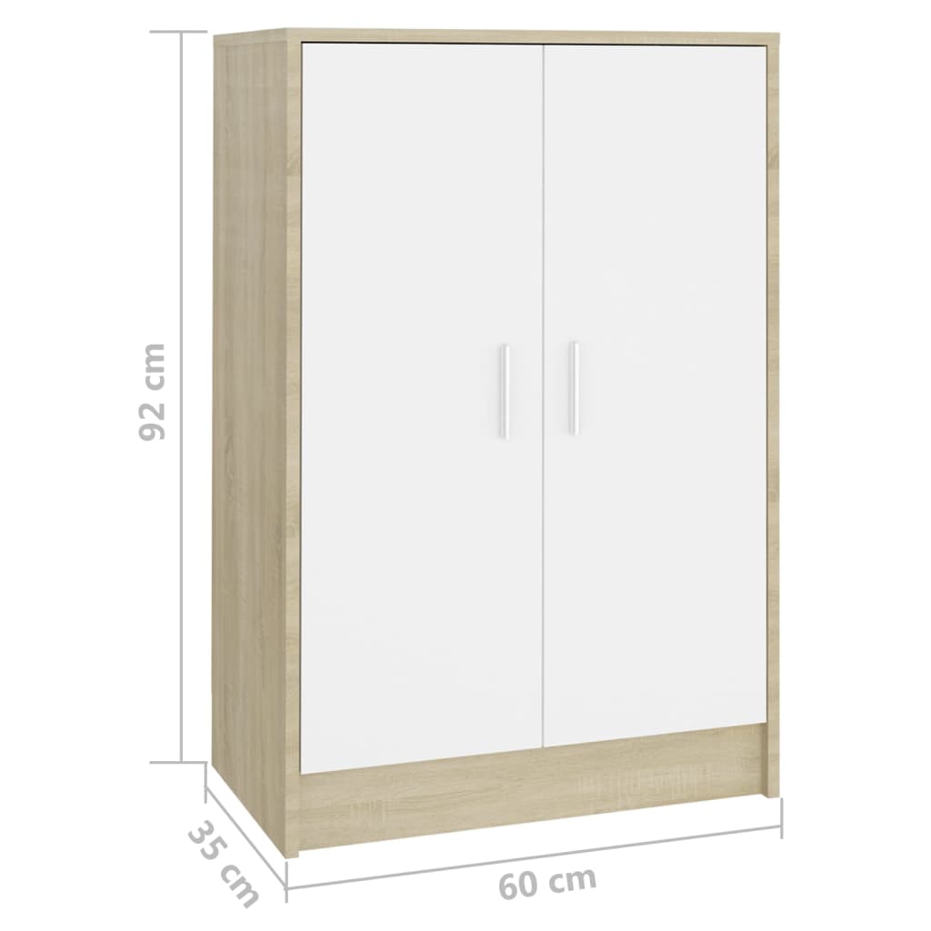 Schoenenkast 60x35x92 cm bewerkt hout eikenkleurig