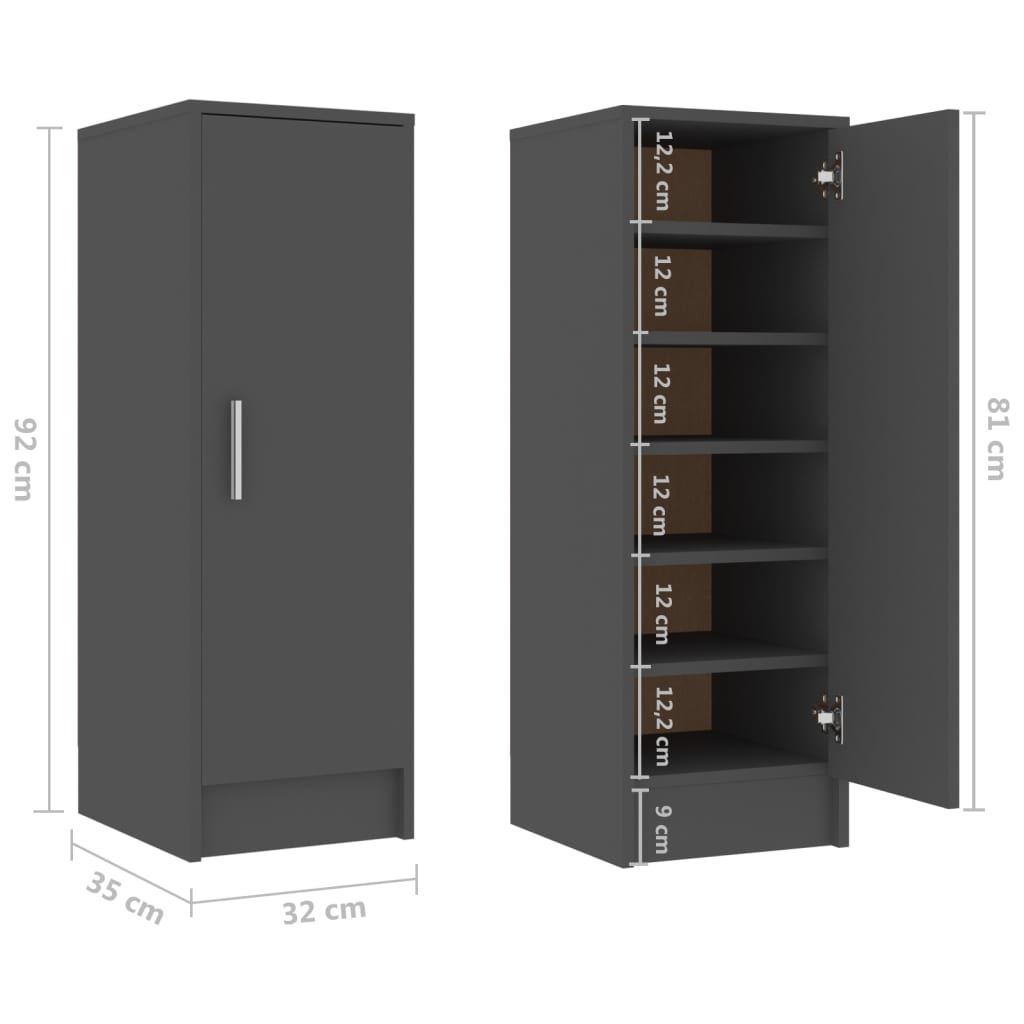 Schoenenkast 32x35x92 cm bewerkt hout eikenkleurig