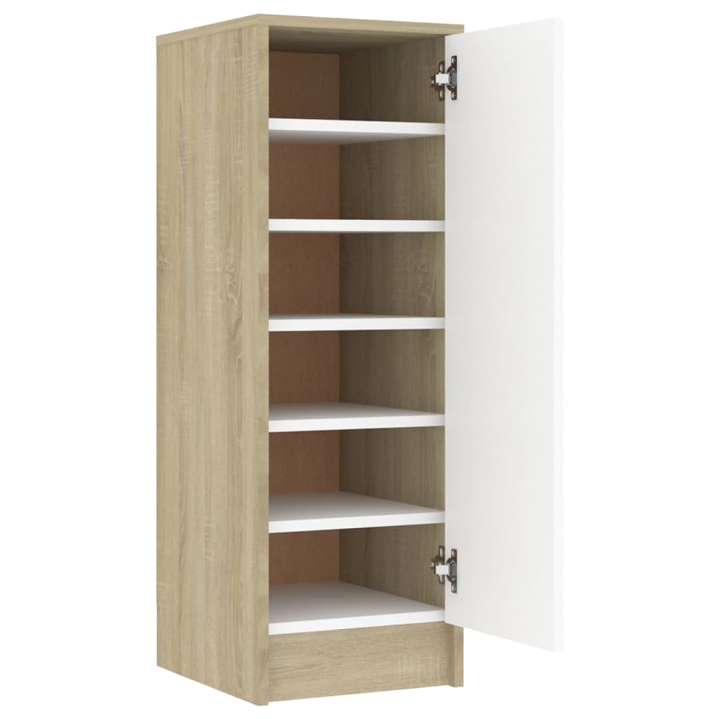 Schoenenkast 32x35x92 cm bewerkt hout eikenkleurig