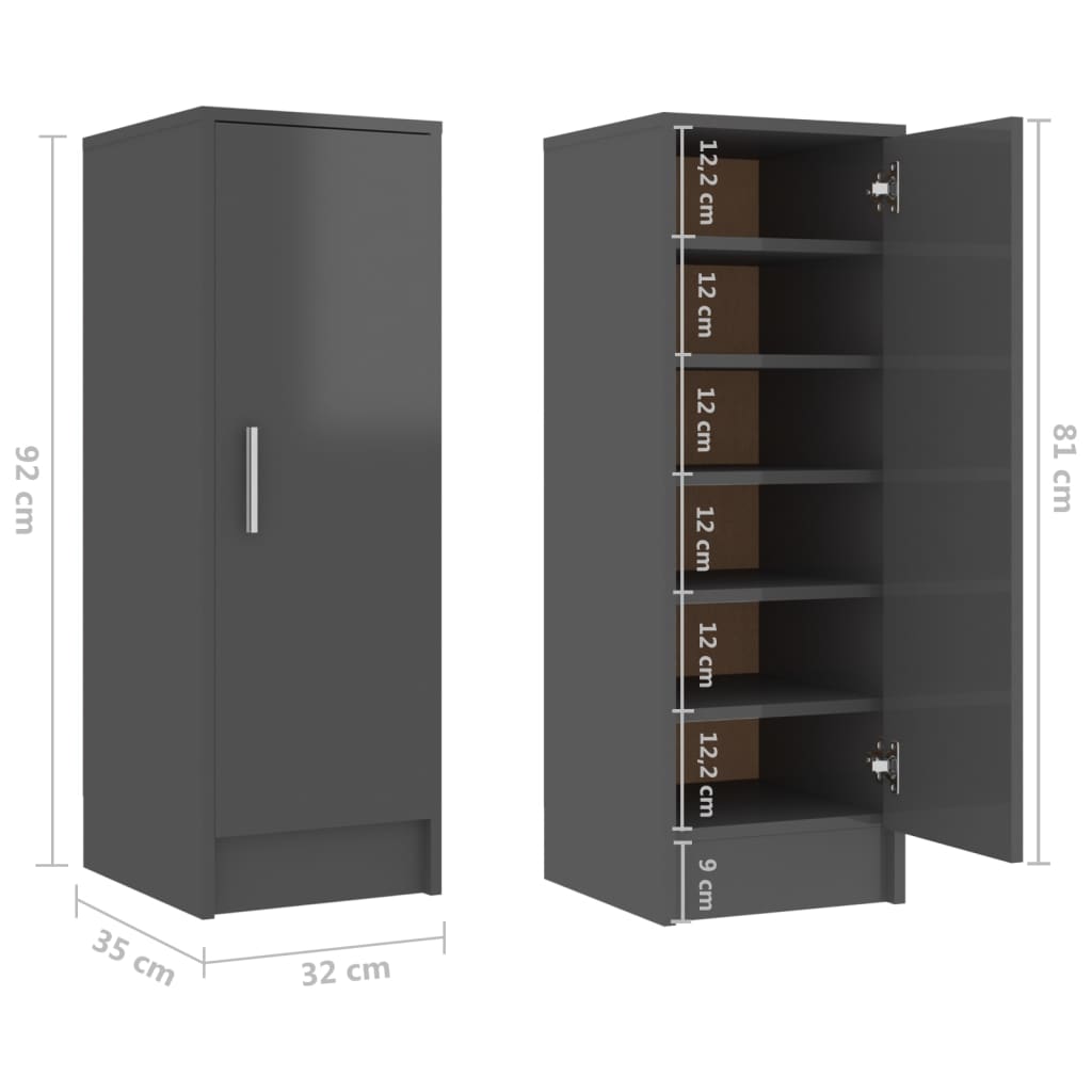 Schoenenkast 32x35x92 cm bewerkt hout eikenkleurig