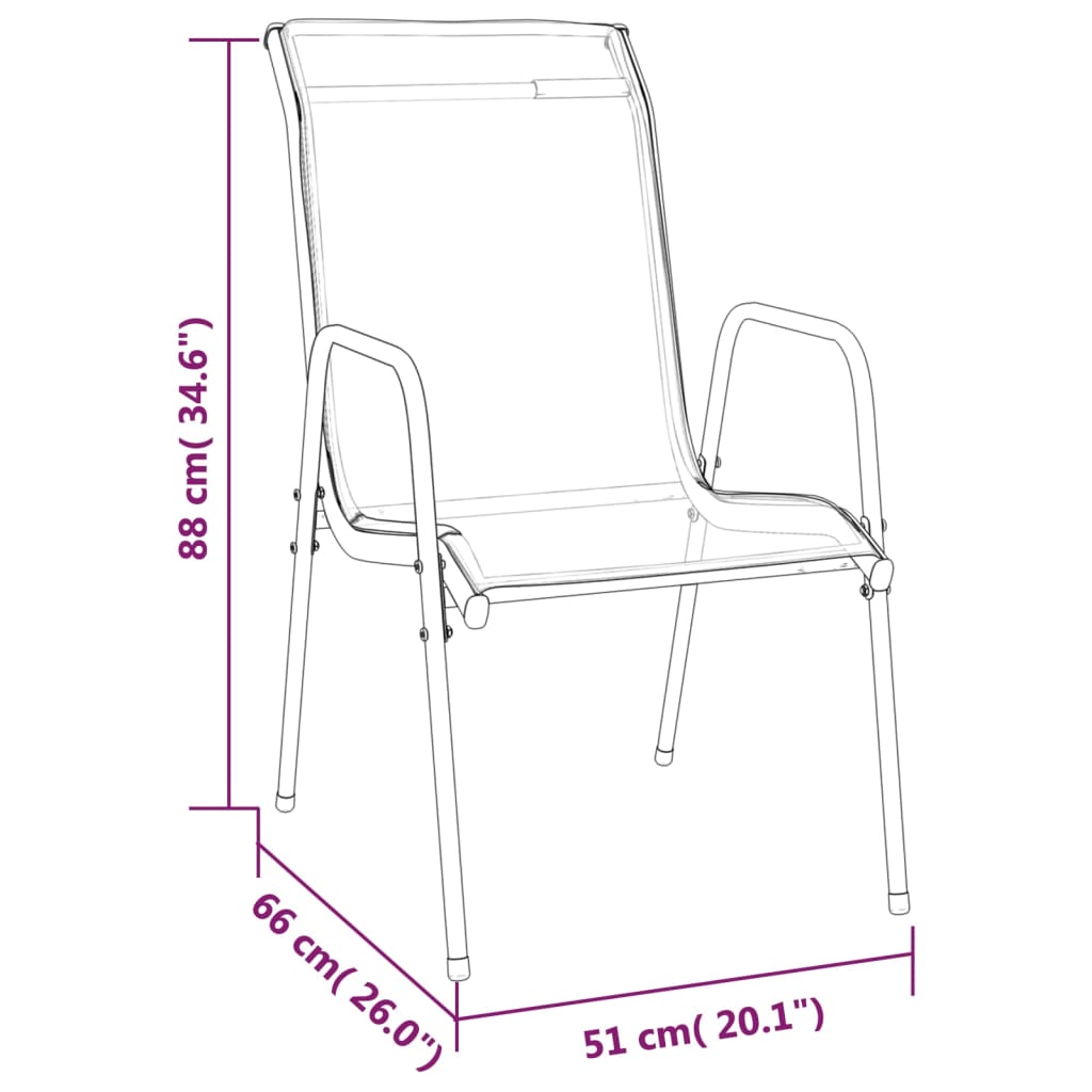 Tuinstoelen 2 st staal en textileen zwart