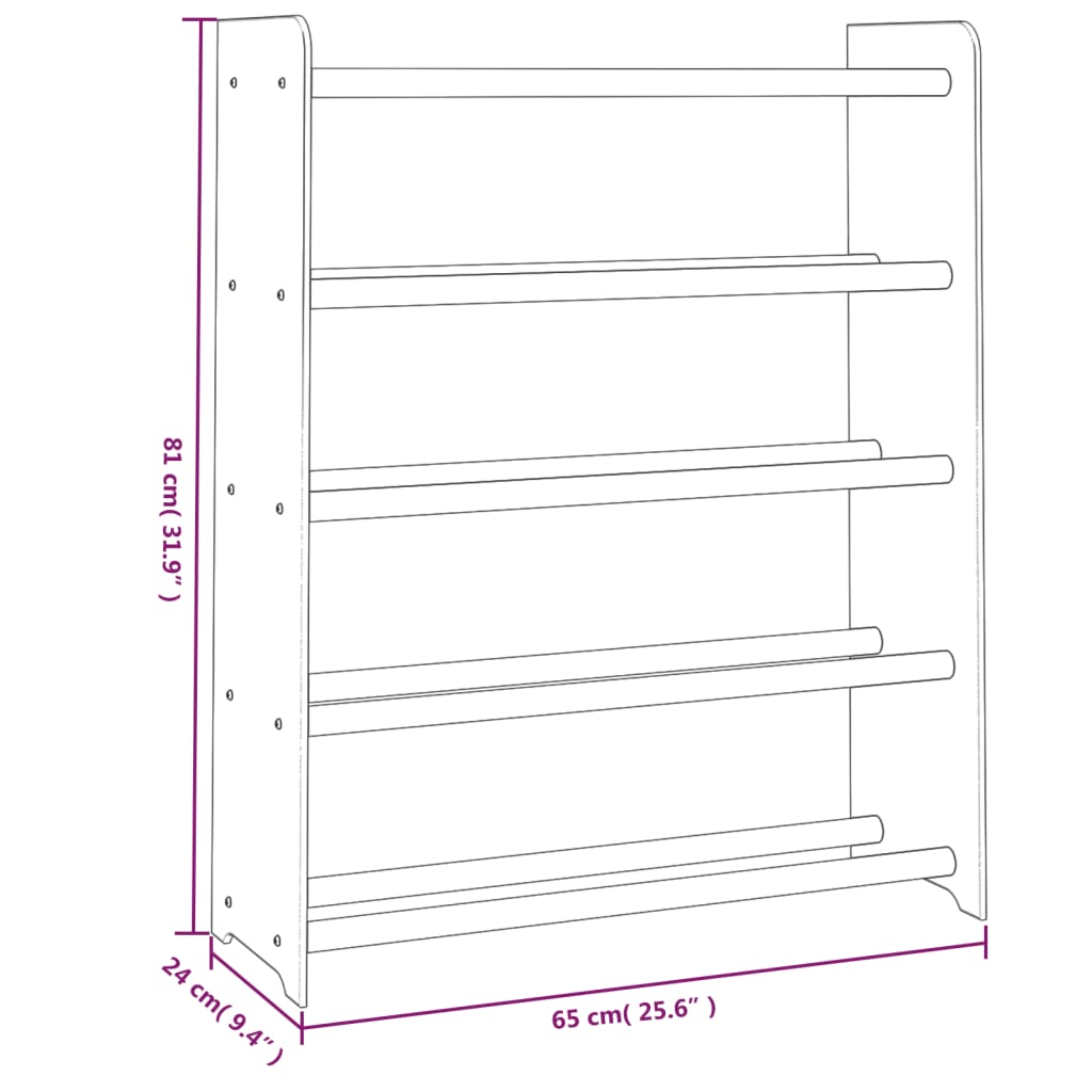 Schoenenrek 65x24x117 cm bewerkt hout