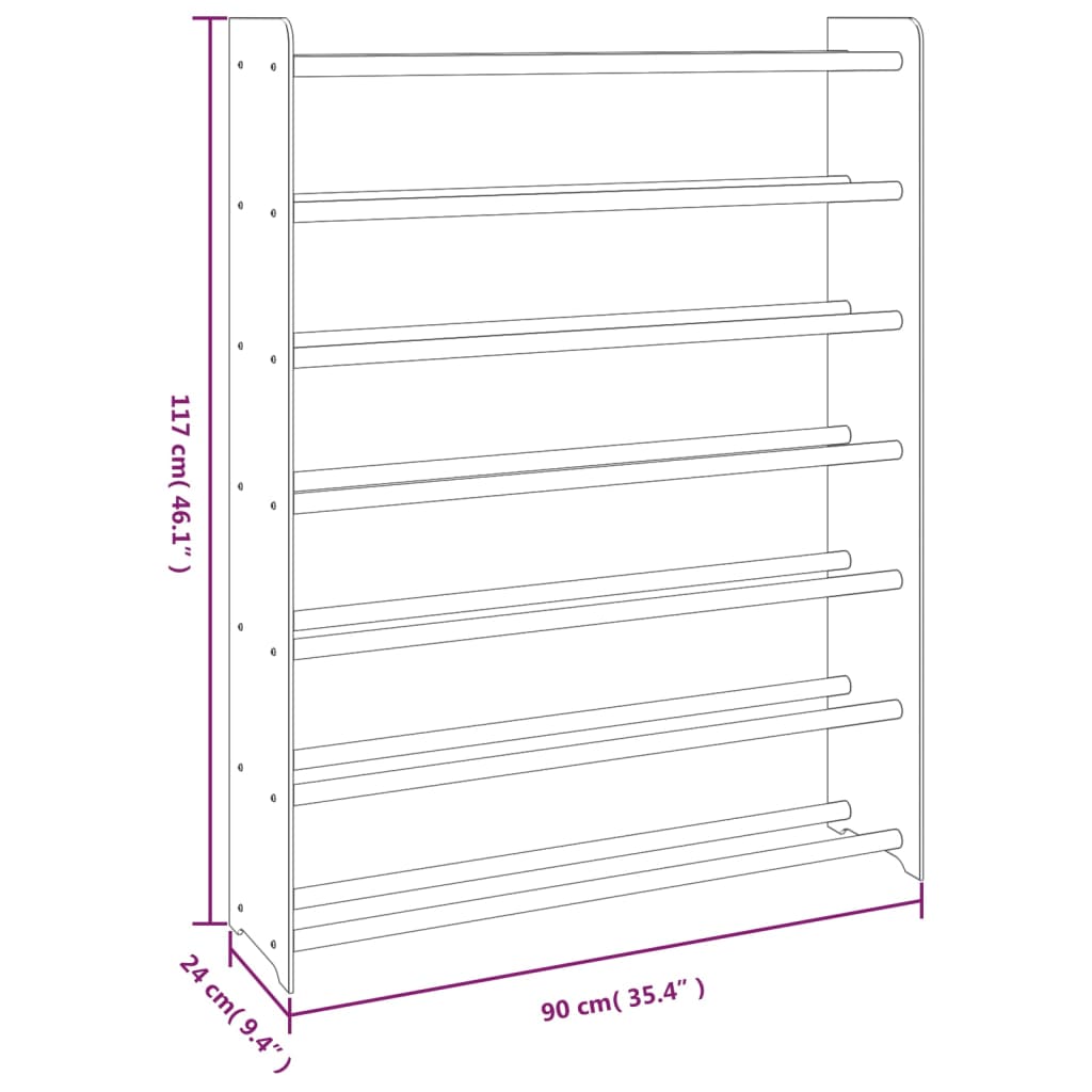 Schoenenrek 65x24x117 cm bewerkt hout