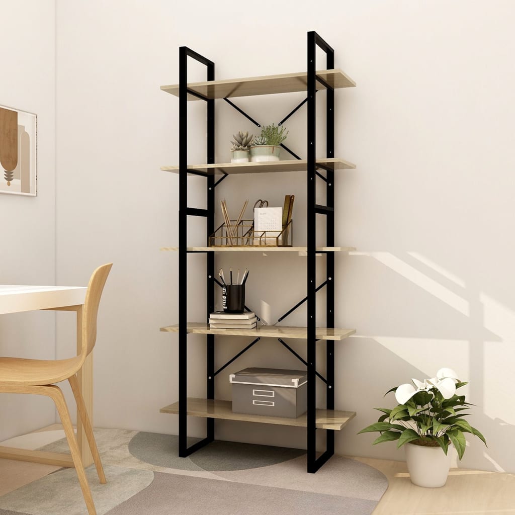 Boekenkast met 5 schappen 80x30x175 cm bewerkt hout