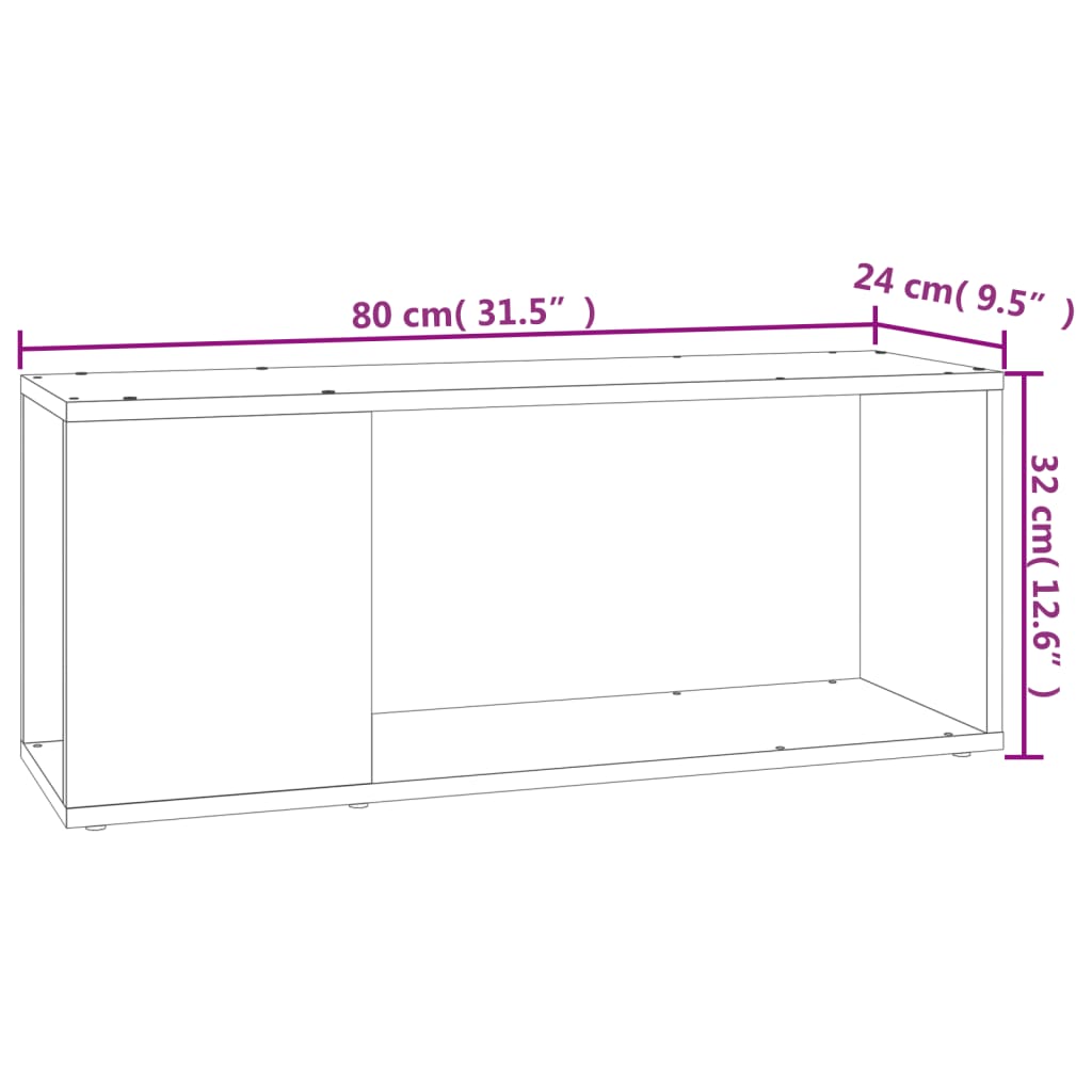 Tv-meubel 80x24x32 cm bewerkt hout