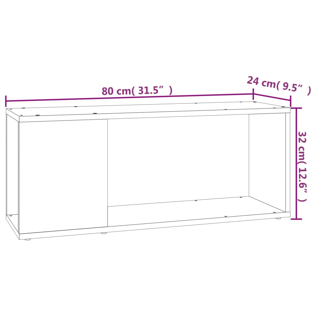 Tv-meubel 80x24x32 cm bewerkt hout zwart